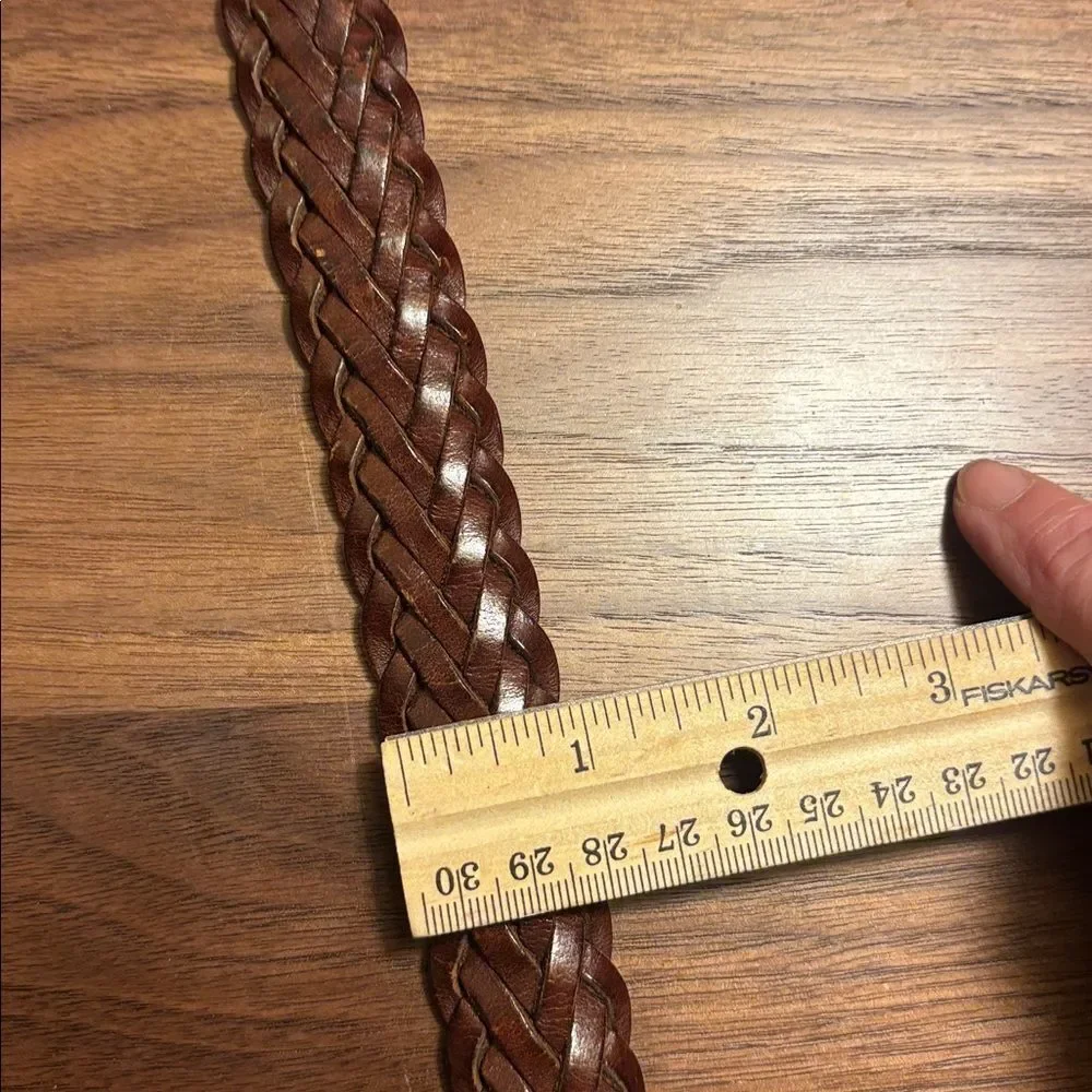 Vintage Gap Braided Leather Belt with Brass Buckle - XL